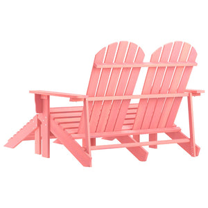 vidaXL 2-Seater Adirondack Garden Bench with Footrest Fir Wood Pink