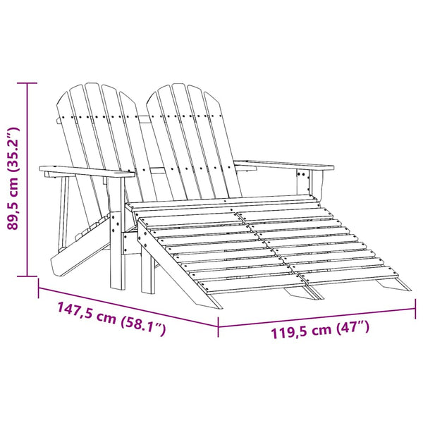 vidaXL 2-Seater Adirondack Garden Bench with Footrest Fir Wood Pink