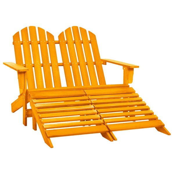 vidaXL 2-Seater Adirondack Garden Bench with Footrest Fir Wood Orange