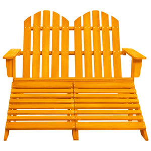 vidaXL 2-Seater Adirondack Garden Bench with Footrest Fir Wood Orange