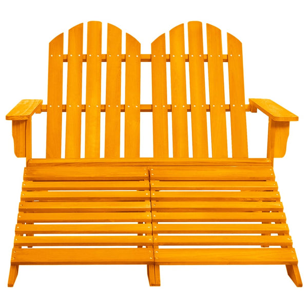 vidaXL 2-Seater Adirondack Garden Bench with Footrest Fir Wood Orange