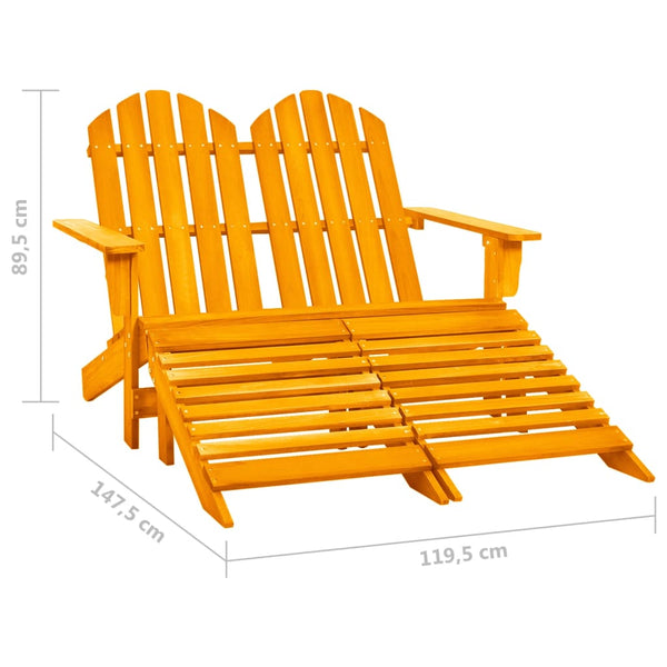vidaXL 2-Seater Adirondack Garden Bench with Footrest Fir Wood Orange