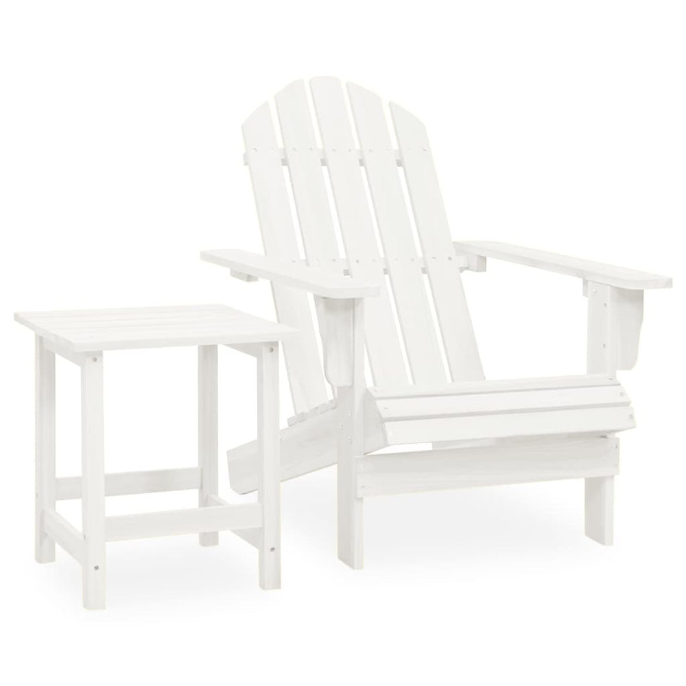 vidaXL Adirondack Garden Chair with Table Solid Fir Wood White