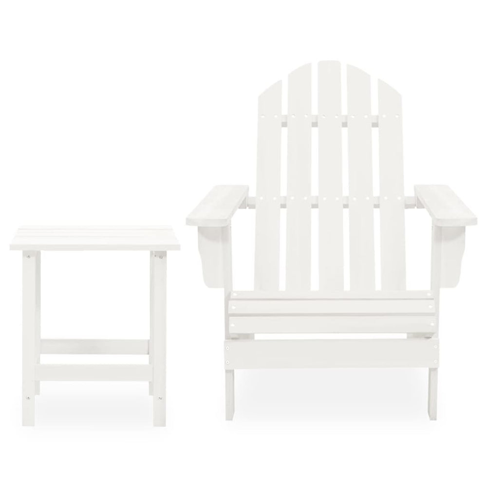 vidaXL Adirondack Garden Chair with Table Solid Fir Wood White