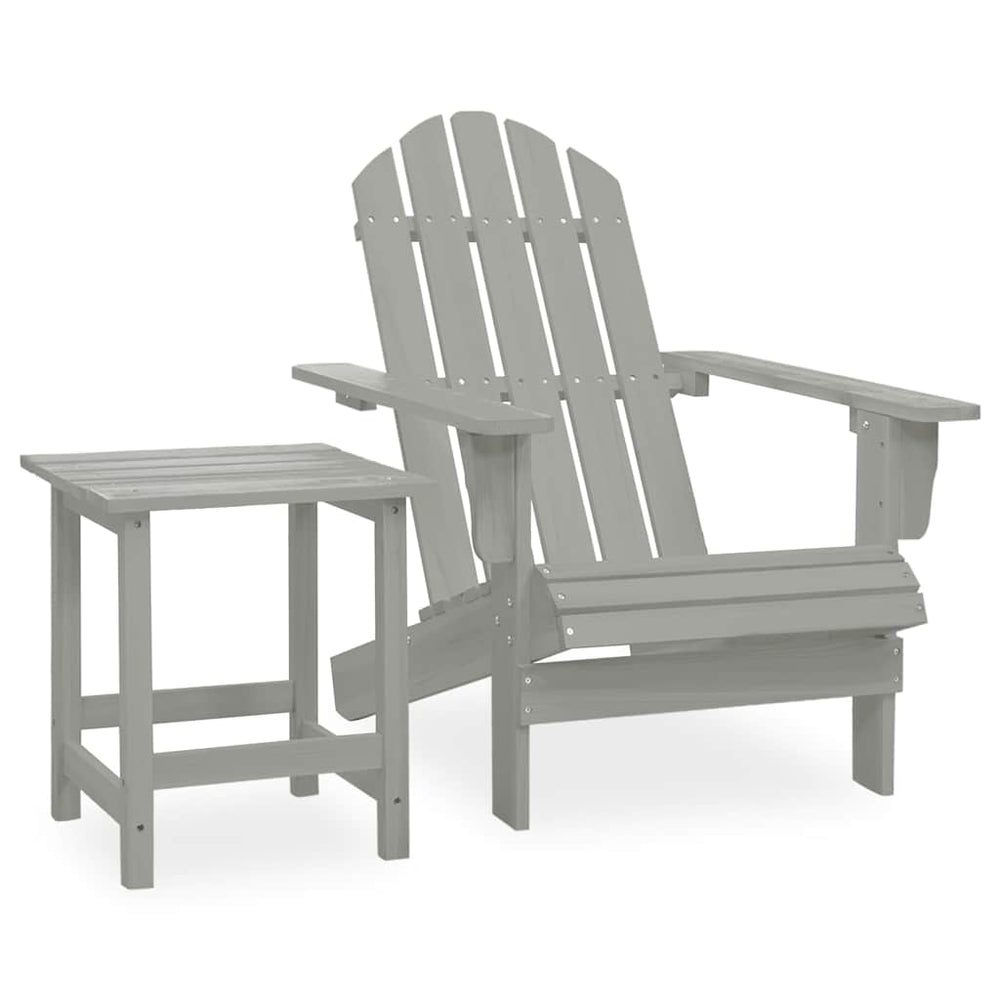 vidaXL Adirondack Garden Chair with Table Solid Fir Wood Grey