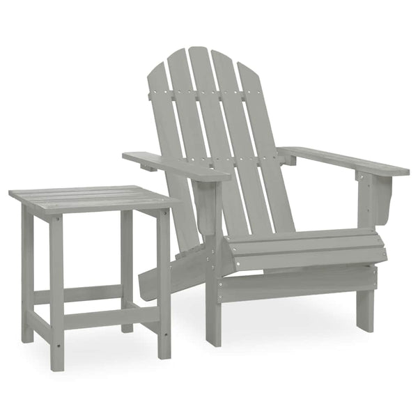 vidaXL Adirondack Garden Chair with Table Solid Fir Wood Grey