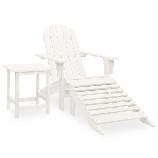 vidaXL Adirondack Garden Chair with Footrest & Table Fir Wood White