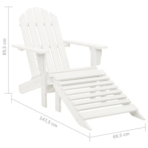 vidaXL Adirondack Garden Chair with Footrest & Table Fir Wood White