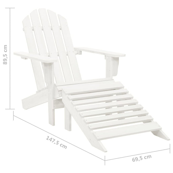 vidaXL Adirondack Garden Chair with Footrest & Table Fir Wood White