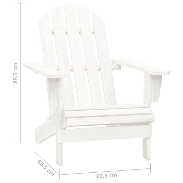 vidaXL Adirondack Garden Chair with Footrest & Table Fir Wood White