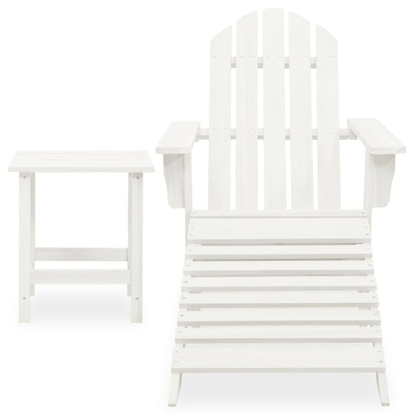 vidaXL Adirondack Garden Chair with Footrest & Table Fir Wood White