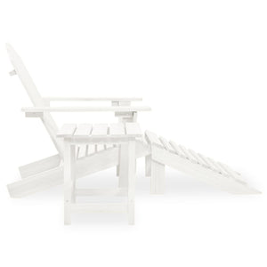 vidaXL Adirondack Garden Chair with Footrest & Table Fir Wood White