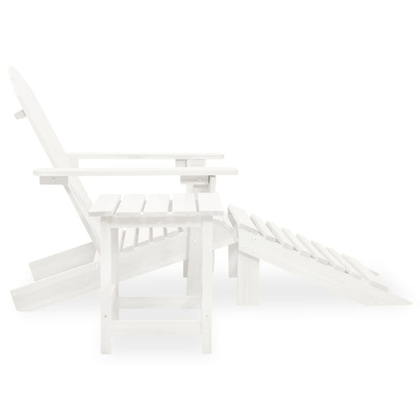 vidaXL Adirondack Garden Chair with Footrest & Table Fir Wood White