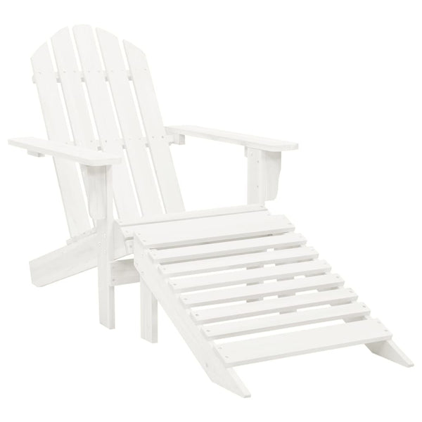vidaXL Adirondack Garden Chair with Footrest & Table Fir Wood White