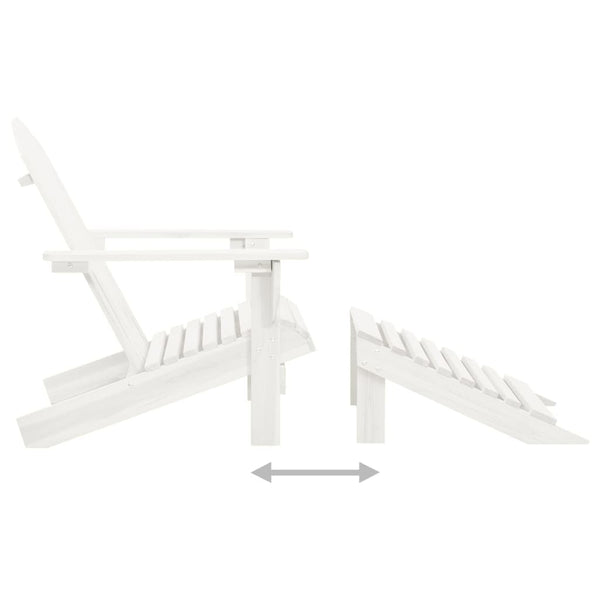 vidaXL Adirondack Garden Chair with Footrest & Table Fir Wood White
