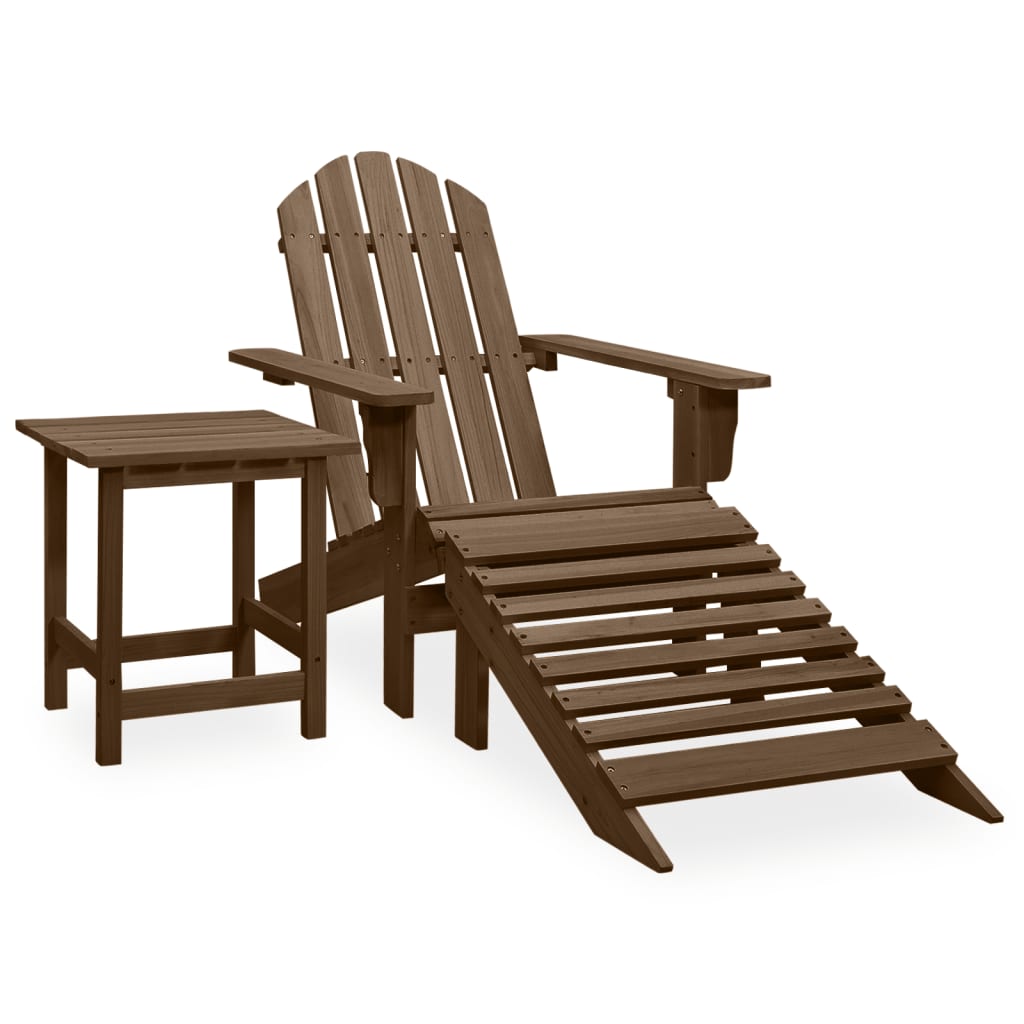 vidaXL Adirondack Garden Chair with Footrest & Table Fir Wood Brown