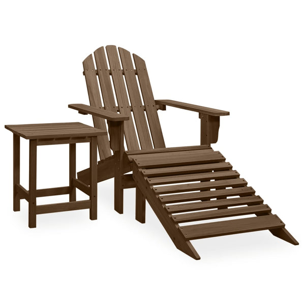 vidaXL Adirondack Garden Chair with Footrest & Table Fir Wood Brown