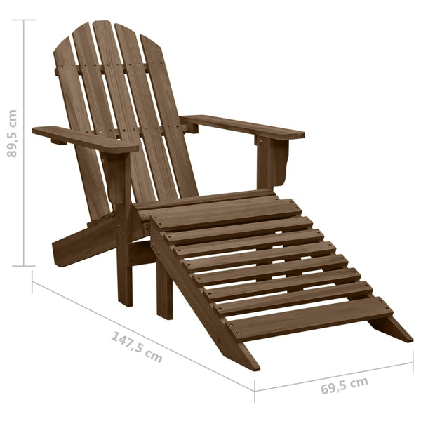vidaXL Adirondack Garden Chair with Footrest & Table Fir Wood Brown