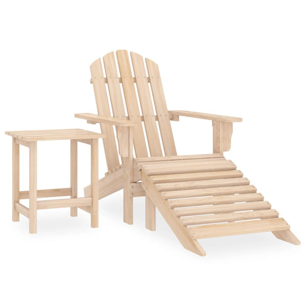 vidaXL Adirondack Garden Chair with Ottoman & Table Solid Fir Wood
