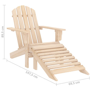 vidaXL Adirondack Garden Chair with Ottoman & Table Solid Fir Wood