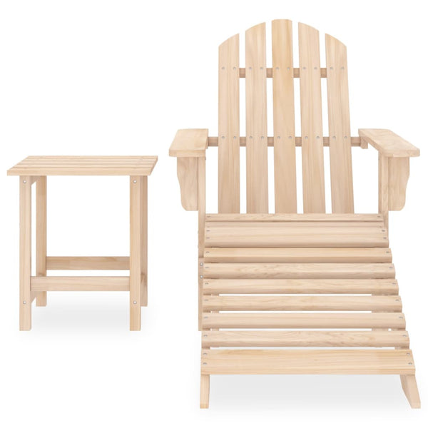 vidaXL Adirondack Garden Chair with Ottoman & Table Solid Fir Wood