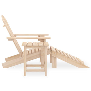 vidaXL Adirondack Garden Chair with Ottoman & Table Solid Fir Wood