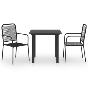 vidaXL 3-Piece Outdoor Dining Set Black Glass and Steel