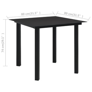 vidaXL 3-Piece Outdoor Dining Set Black Glass and Steel