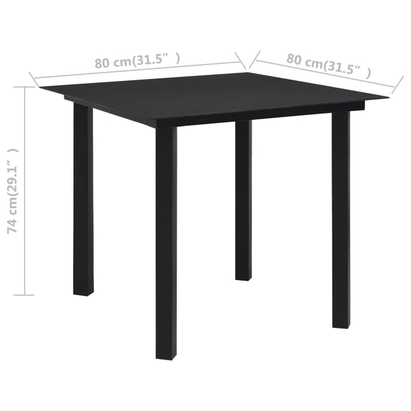 vidaXL 3-Piece Outdoor Dining Set Black Glass and Steel