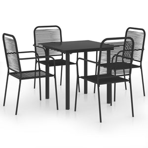 vidaXL 5-piece Garden Dining Set Black Glass and Steel