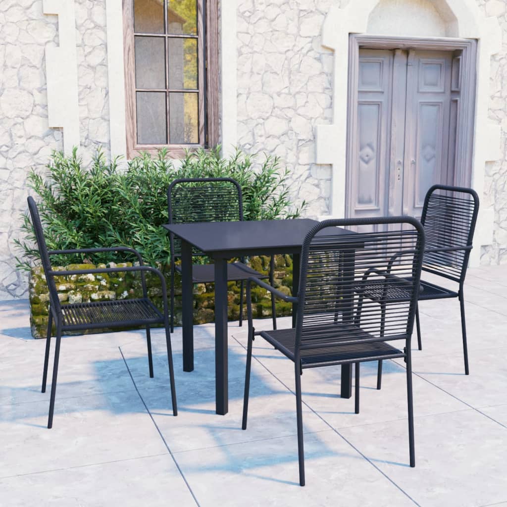 vidaXL 5-piece Garden Dining Set Black Glass and Steel