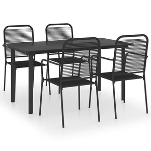 vidaXL 5-piece Garden Dining Set Black Glass and Steel