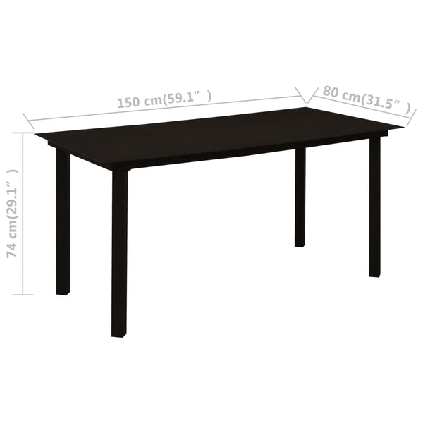 vidaXL 5-piece Garden Dining Set Black Glass and Steel