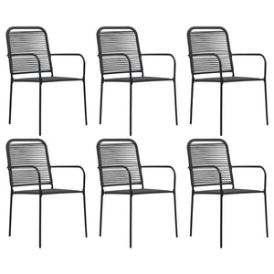 vidaXL 7-Piece Outdoor Dining Set Black Glass and Steel