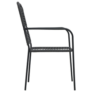 vidaXL 7-Piece Outdoor Dining Set Black Glass and Steel
