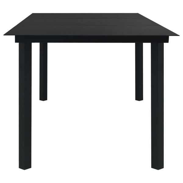 vidaXL 7-Piece Garden Dining Set Black Glass and Steel