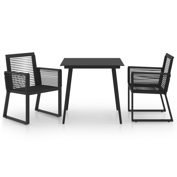 vidaXL 3-Piece Garden Dining Set PVC Rattan Black