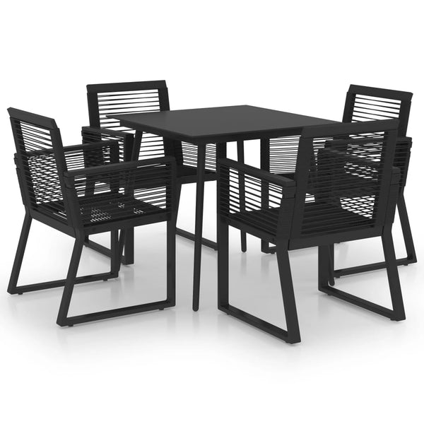 vidaXL 5-Piece Garden Dining Set PVC Rattan Black