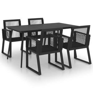 vidaXL 5-Piece Garden Dining Set PVC Rattan Black