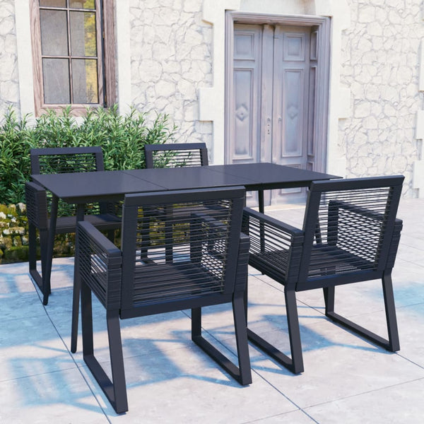 vidaXL 5-Piece Garden Dining Set PVC Rattan Black
