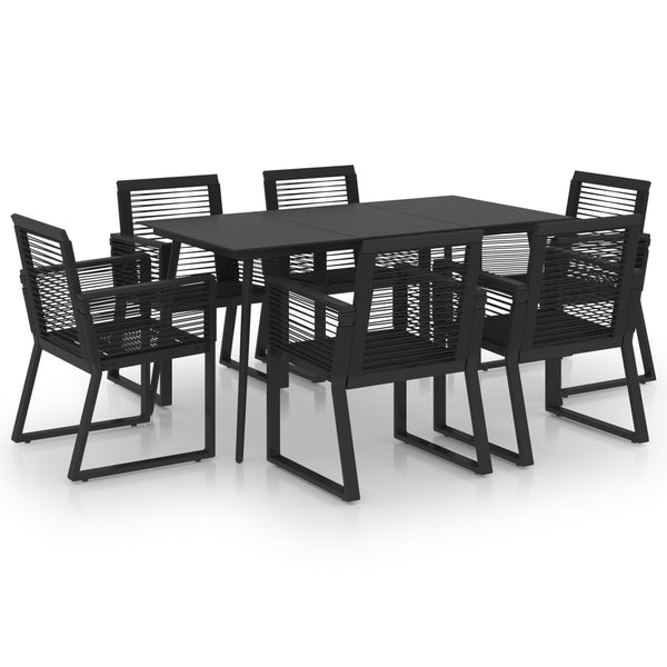 vidaXL 7-Piece Garden Dining Set PVC Rattan Black