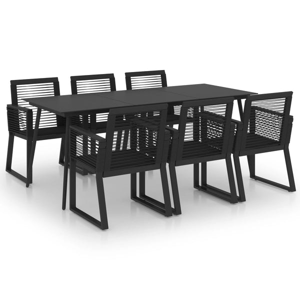 vidaXL 7-Piece Garden Dining Set PVC Rattan Black