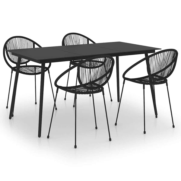 vidaXL 5-Piece Garden Dining Set PVC Rattan Black