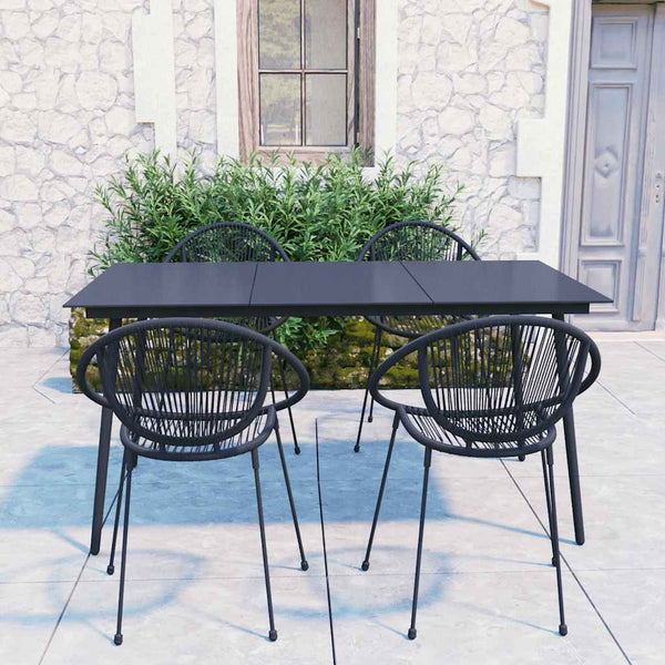 vidaXL 5-Piece Garden Dining Set PVC Rattan Black