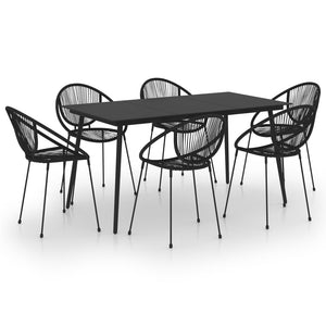 vidaXL 7-Piece Garden Dining Set PVC Rattan Black