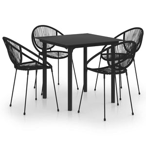 vidaXL 5-Piece Garden Dining Set PVC Rattan Black