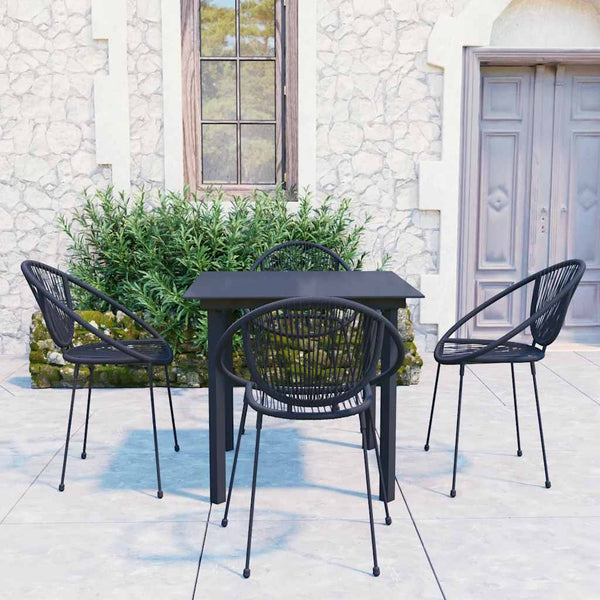 vidaXL 5-Piece Garden Dining Set PVC Rattan Black