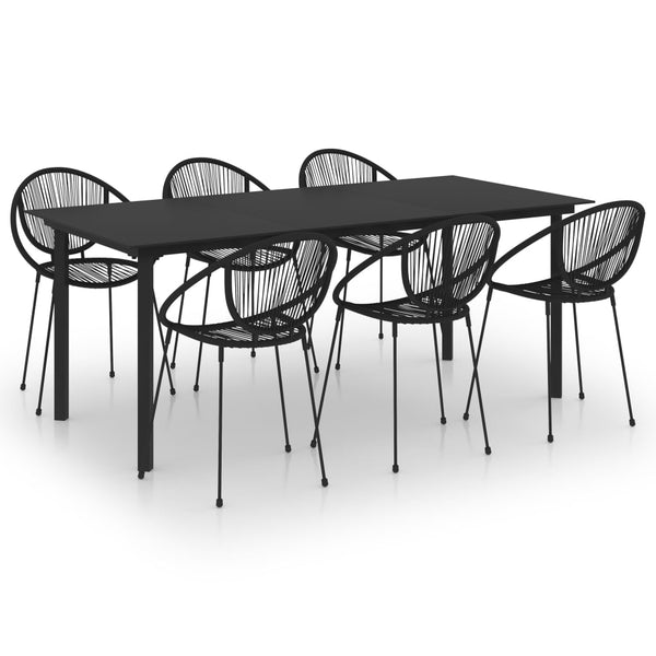 vidaXL 7-Piece Garden Dining Set PVC Rattan Black