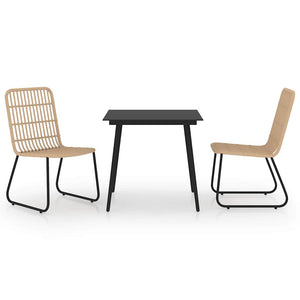 vidaXL 3-Piece Garden Dining Set Poly Rattan and Glass