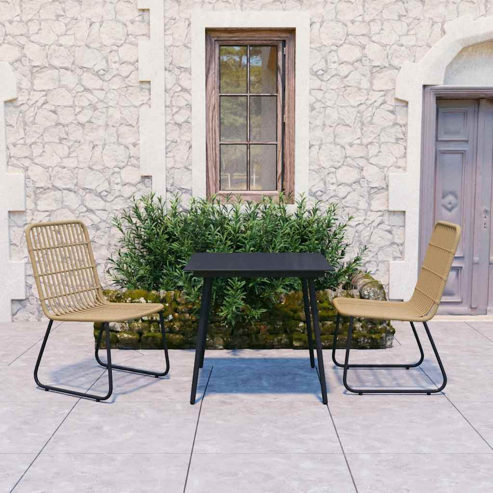 vidaXL 3-Piece Garden Dining Set Poly Rattan and Glass